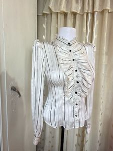 Chic Striped Ruffle Blouse