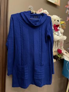 Cozy Blue Cowl Neck Tunic Sweater