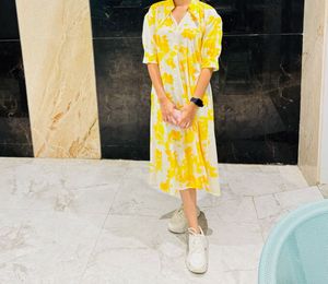 Yellow Floral Print Kurta