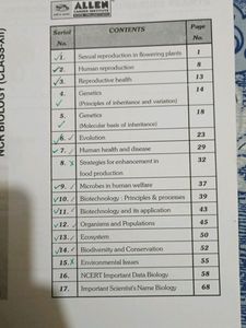 ALLEN NCR BIOLOGY FOR CLASS 12TH NEET