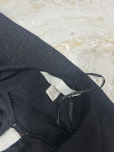 Black Textured Halter Neck Crop Top