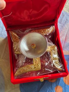 SWASTIK Silver Plated Pooja DIYA