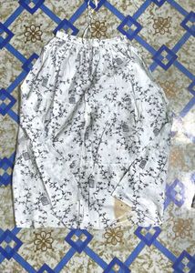 White Skirt with Birdcage Print