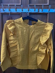 Mustard Yellow Ruffle Detail Top