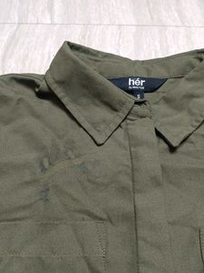 Women's Olive Green Button-Down Shirt