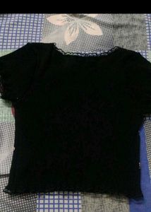 Floral Print Black Top