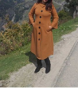 Elegant Brown semiwinter kurta dress