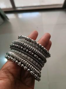 Set of Silver Oxidized Bangles
