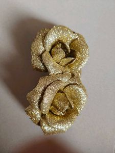 Sparkly Gold Rose Hair Clips