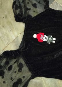 Black Velvet Top with Puff Sleeves