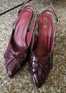 Elegant Burgundy Bow Stiletto Heels