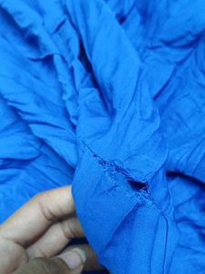 Blue Embroidered Maxi Skirt