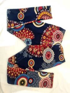 blue multicolour winter leggings