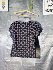 Printed Round Neck Short Sleeve Top