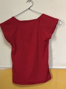 Chic Red Square Neck Cap Sleeve Top