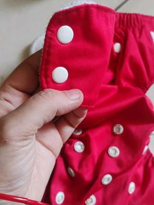Red Cloth Diaper with Snaps