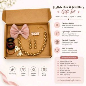 Beaded Necklace &amp; Earring Set with Bow