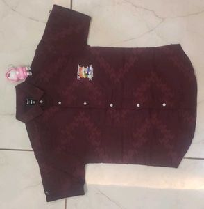 Men's Burgundy Textured Shirt