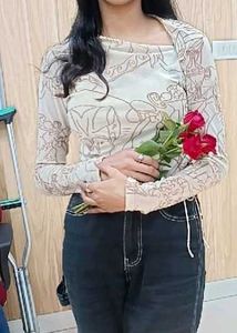 Graphic Print Long Sleeve Top