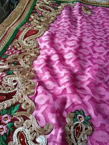 Embroidered Pink Saree