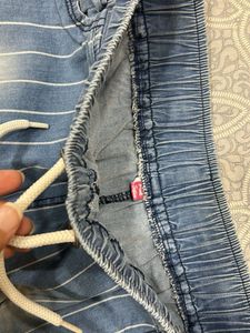 Striped Denim Shorts