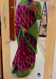 Never used Beautiful Purple & Green Silk Saree