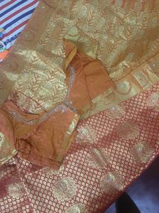 Women's Traditional Art Silk Saree Kanjivaram Style With Blouse Color:Gold