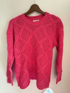 Bright Pink Textured Knit Sweater