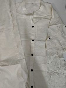 White Kurta Set with Black Buttons