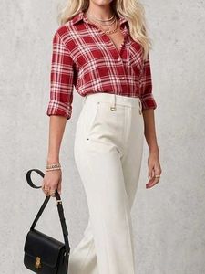 Classic Red & White Plaid Flannel shirt