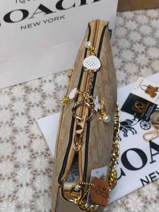 Coach khaki Chain shoulder bag with charm