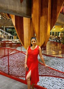 Red Slit Tie Dress in Size M