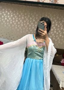 Elegant Blue Gown with White Cape❤️🦋🎀