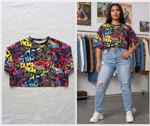 Graffiti Print Cropped T-Shirt