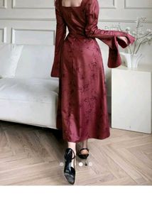 Burgundy A-Line Dress