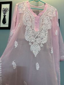 Elegant Pink Chikankari Kurta