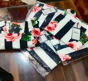 S, M and L size Floral Striped Crop Top
