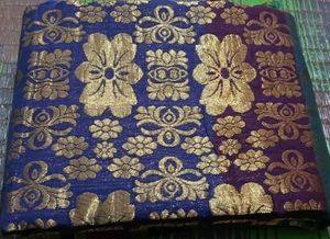 Cotton Silk Saree with Golden Floral Print
