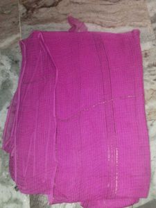 Vibrant Pink Odhna with Metallic Stripes