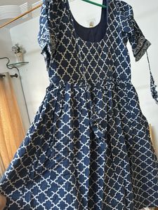 Navy Blue Printed Kurta