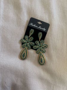 Elegant Green Gemstone Drop Earrings