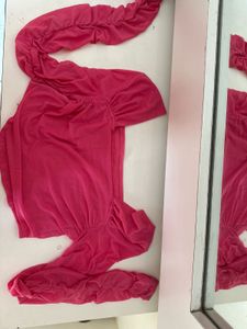 Hot Pink Ruched Sleeve Top