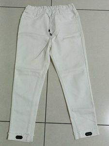 White Drawstring Waist Jeans