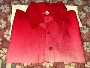 Chic Ombre Red Button-Down Blouse