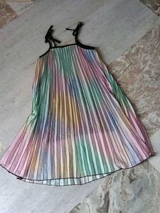 Pleated Rainbow Mini Dress