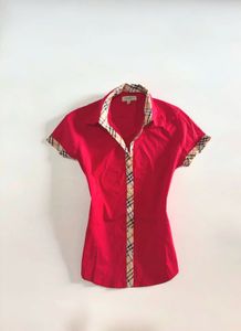 Burberry Inspired Red Short Sleeve Shirt