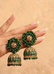 Elegant Green Jhumka Earrings
