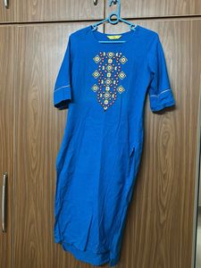 Vibrant Blue Embroidered Kurta