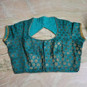 Elegant Teal Brocade Blouse