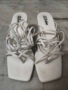 Trendy White Strappy Heels